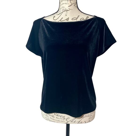 Vintage 90s Anne Klein Boxy Black Velvet Top Size Large - Picture 4 of 8
